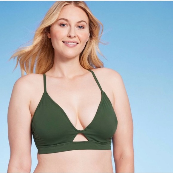2/$25 NWT Shade & Shore Bikini Top - Dark Green - Size 34 C - Picture 2 of 7